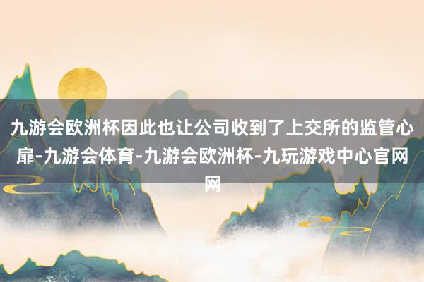 九游会欧洲杯因此也让公司收到了上交所的监管心扉-九游会体育-九游会欧洲杯-九玩游戏中心官网